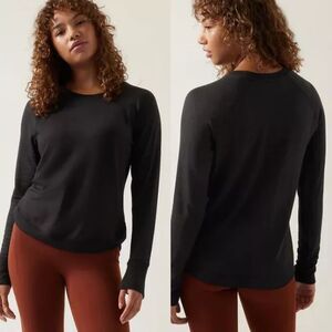 Athleta Mindset Long Sleeve Crewneck Sweatshirt Size M Nirvana‎ Black Active